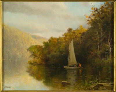 Barca a vela sul fiume, c.1875 da Arthur Quartley